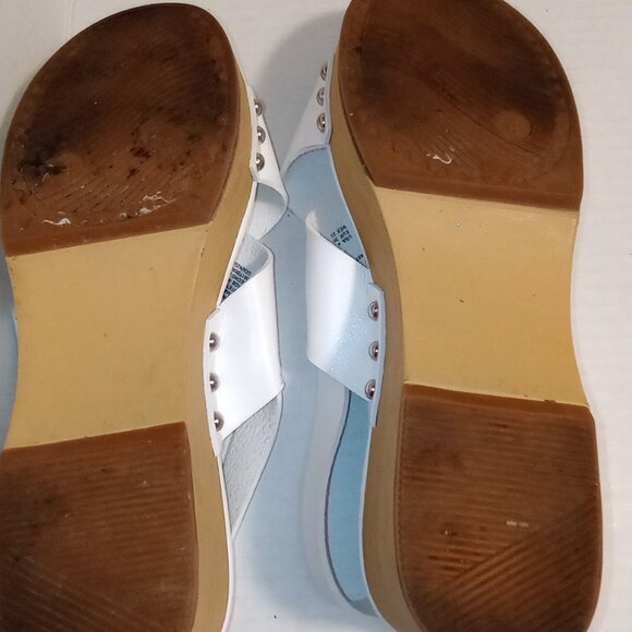 Madden NYC White Platform Wooden Heeled Girls Size 4 - Picture 13 of 15